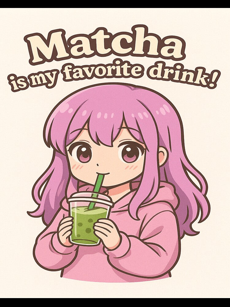 Matcha Anime Girl – Kawaii Style Art for Tea Lovers by Majd-makansi