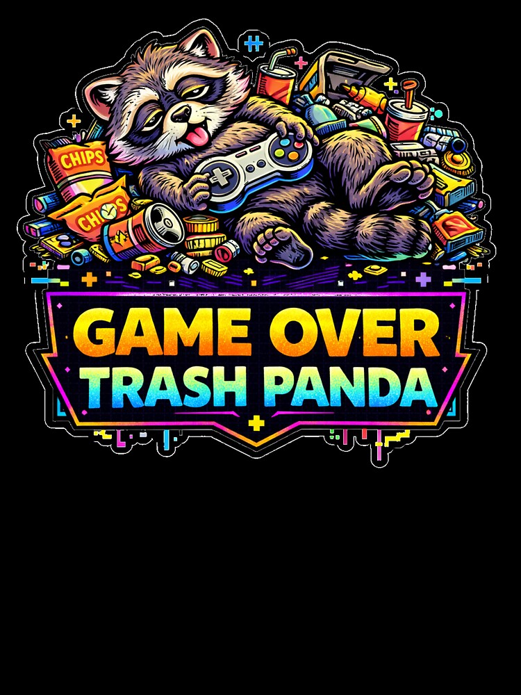 Game Over Trash Panda Shirt Funny Retro Gaming Raccoon Gamer Meme by ZEBBEDE - Minimal Streetwear