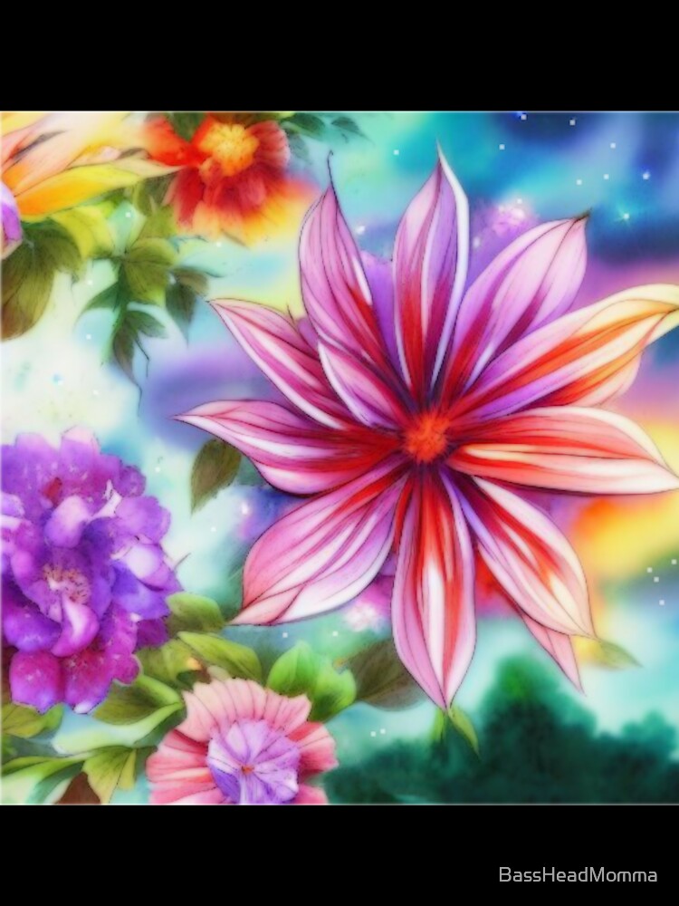Soft Floral Starry Sky Watercolor No 2 by BassHeadMomma