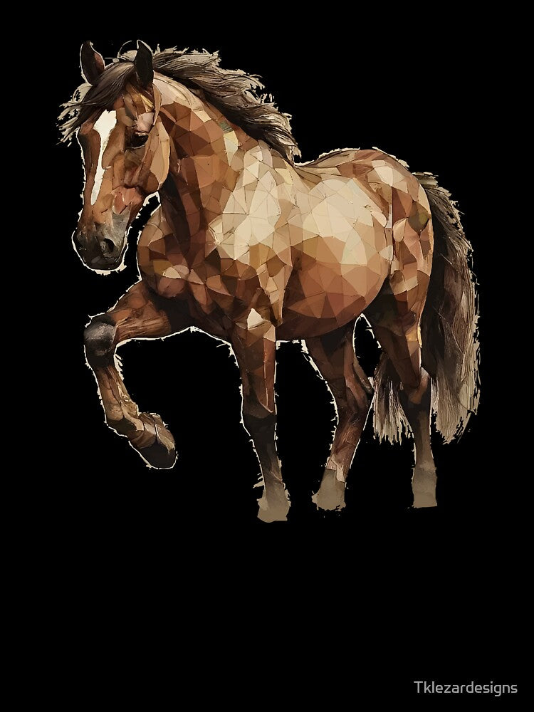 Geometric Brown Horse – Modern Animal Art by Tklezardesigns