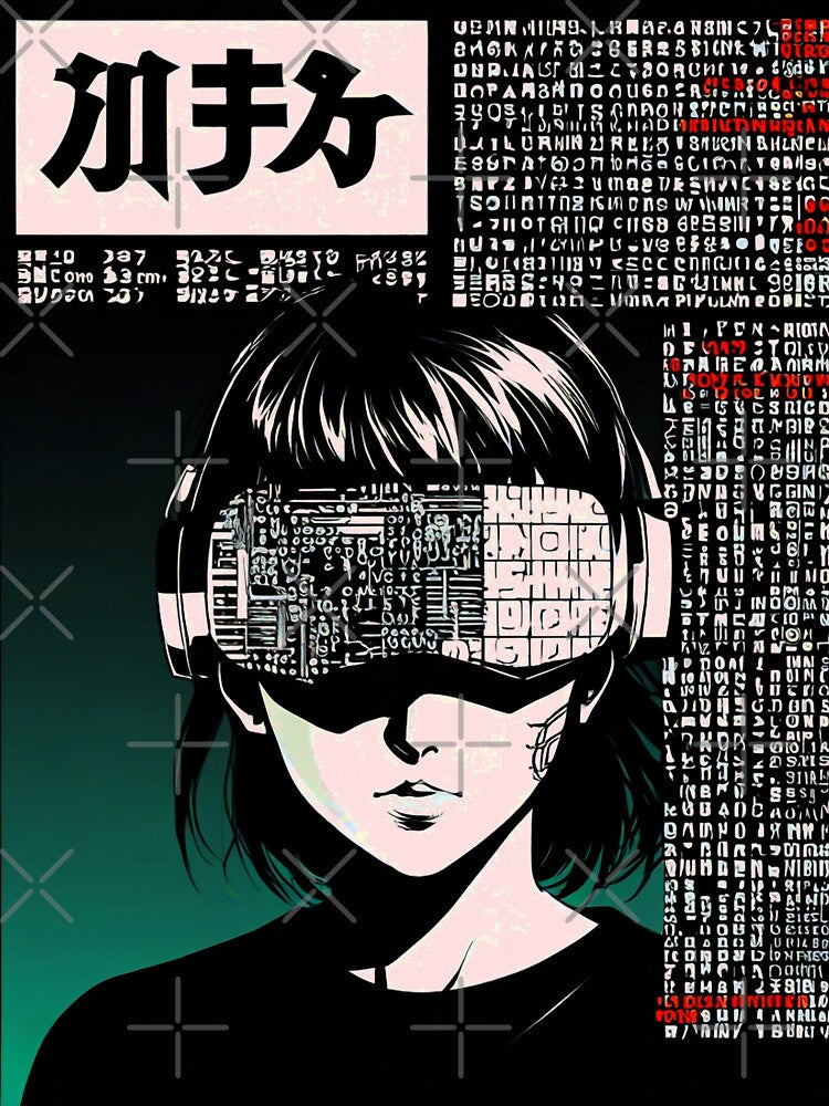 Cyberpunk VR Gamer Girl - Hacker Code Anime Aesthetic by ShadowsInk