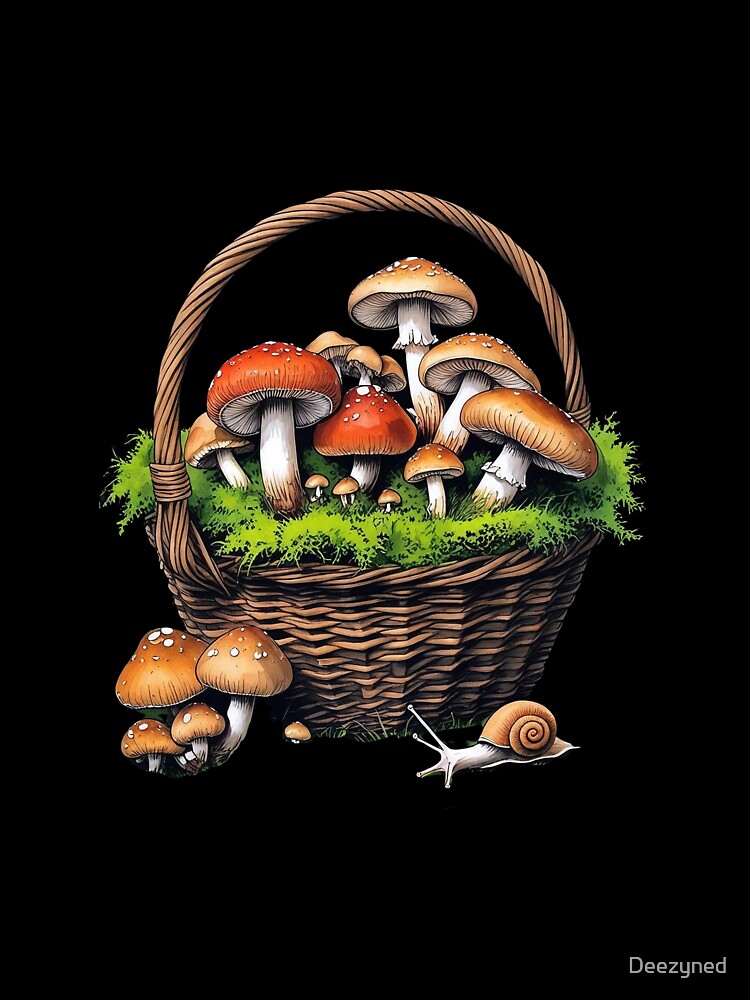 Mushroom Forager’s Basket – Cottagecore Forest Finds by Deezyned