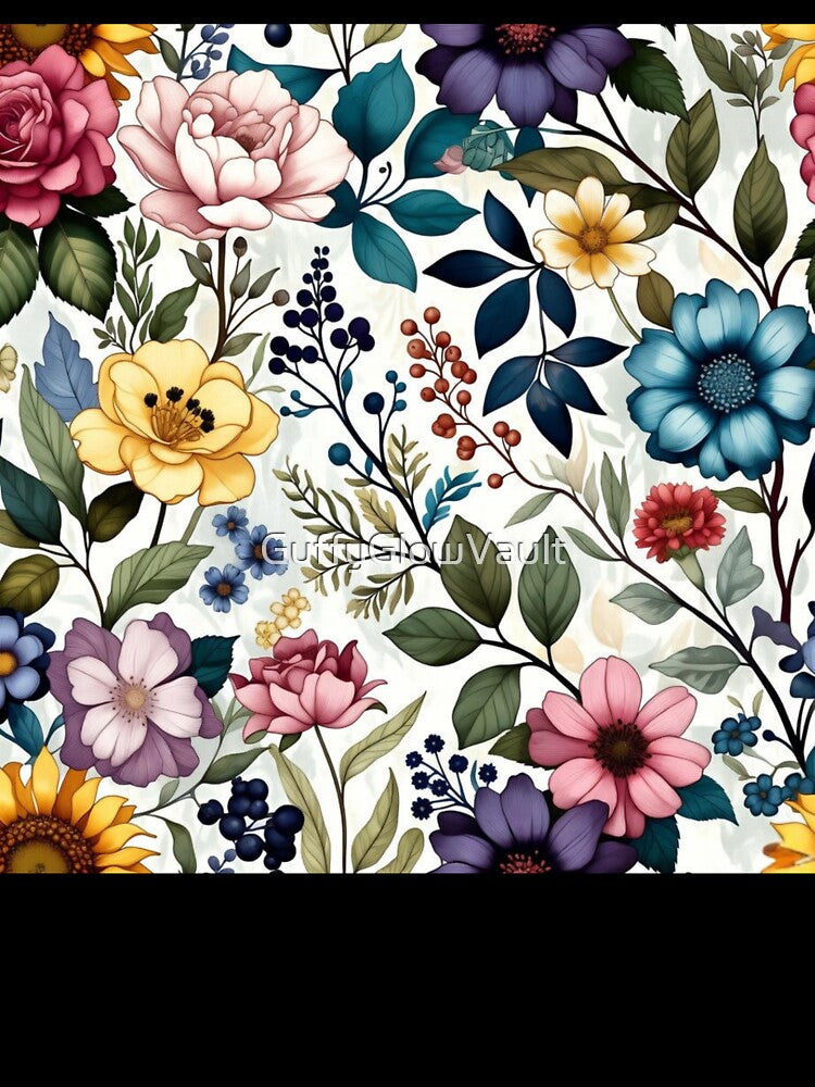 Luxury Boho Flowers Pattern – Pastel Gold Wildflower Garden by GuffyGlowVault
