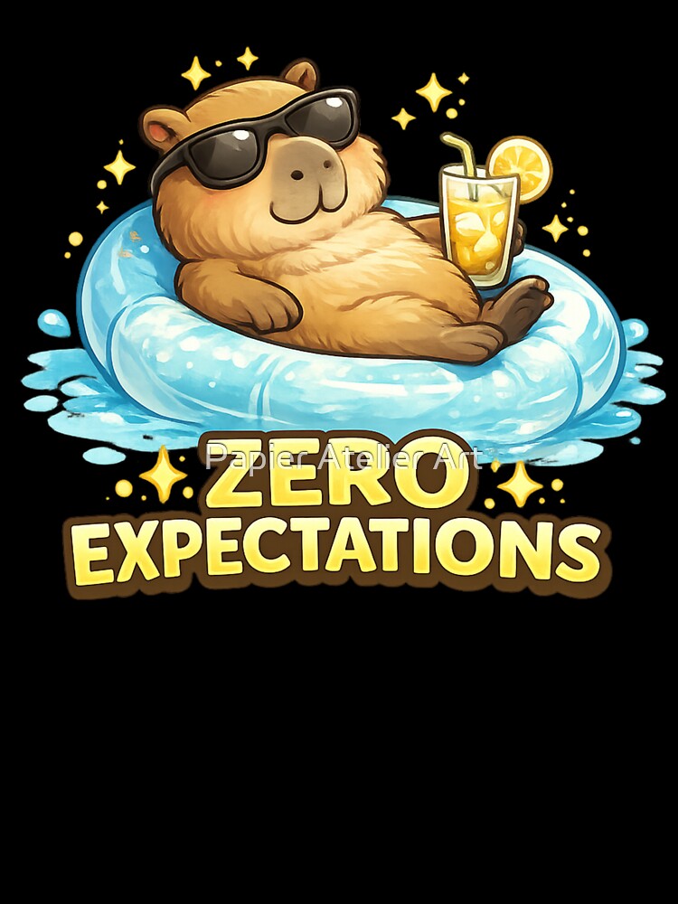 Zero Expectations Chill Capybara Float by Papier Atelier Art