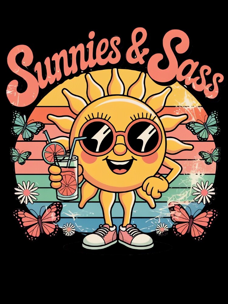 Sunnies & Sass – Retro Cartoon Sun Character Vintage Summer Vibes Design by ARTReMi