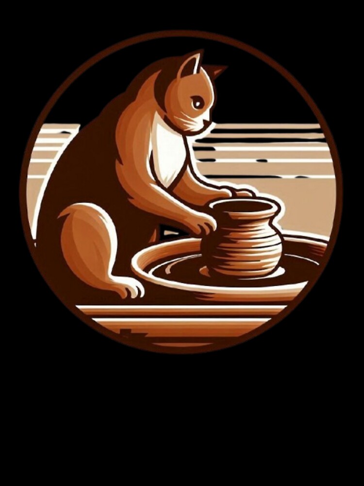 Pottery Cat – Whimsical Ceramic Artist Design by Dogandesighn