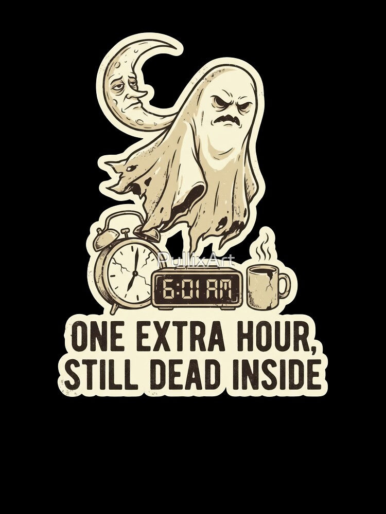 One Extra Hour Still Dead Inside Sleep Humor by PullixArt