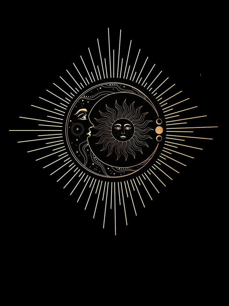 Gold Vintage Sun and Moon and Stars Diamond by MusberriDesigns