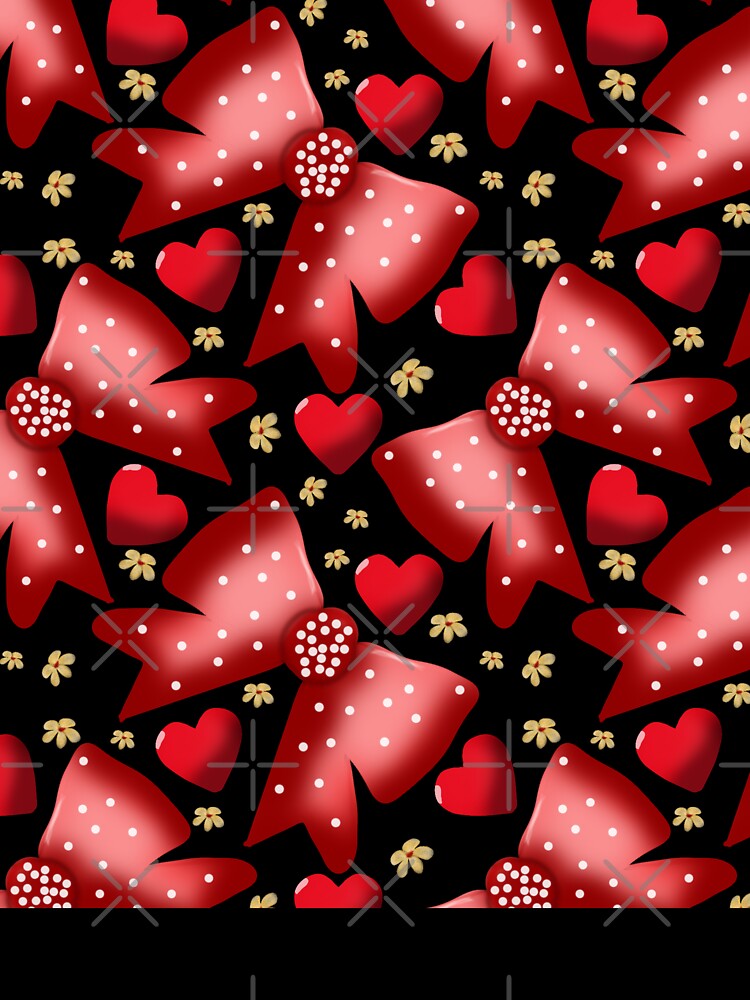 Cute  Bow Heart Pattern Red Aesthetic Coquette Love Design by HopeAndHustle
