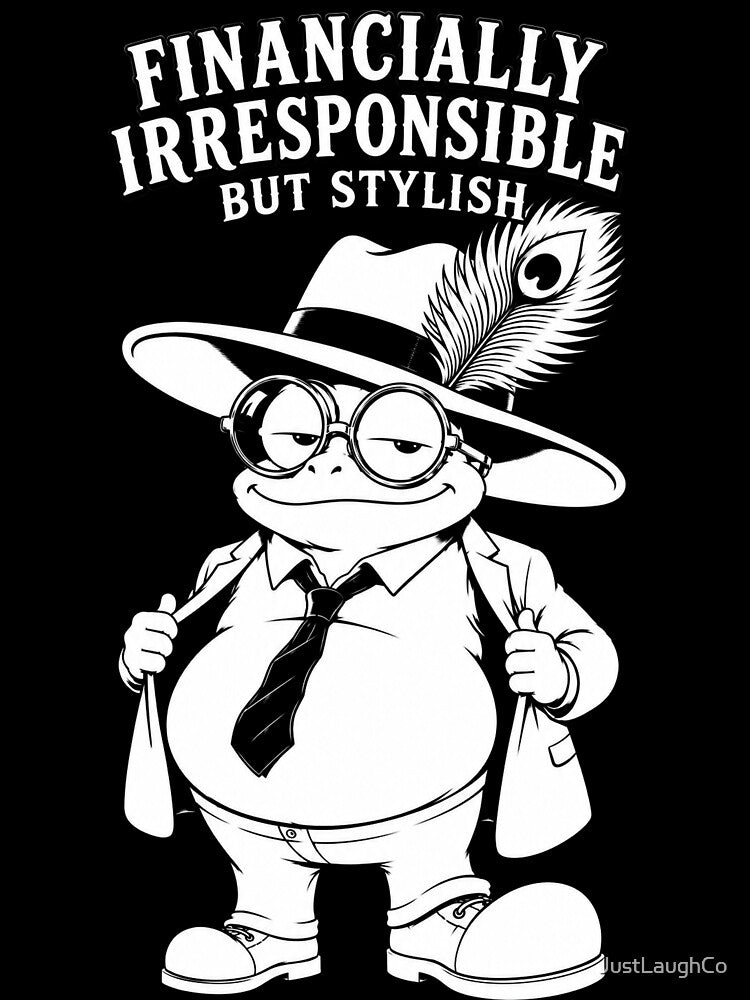 Financially Irresponsible But Stylish Frog by JustLaughCo