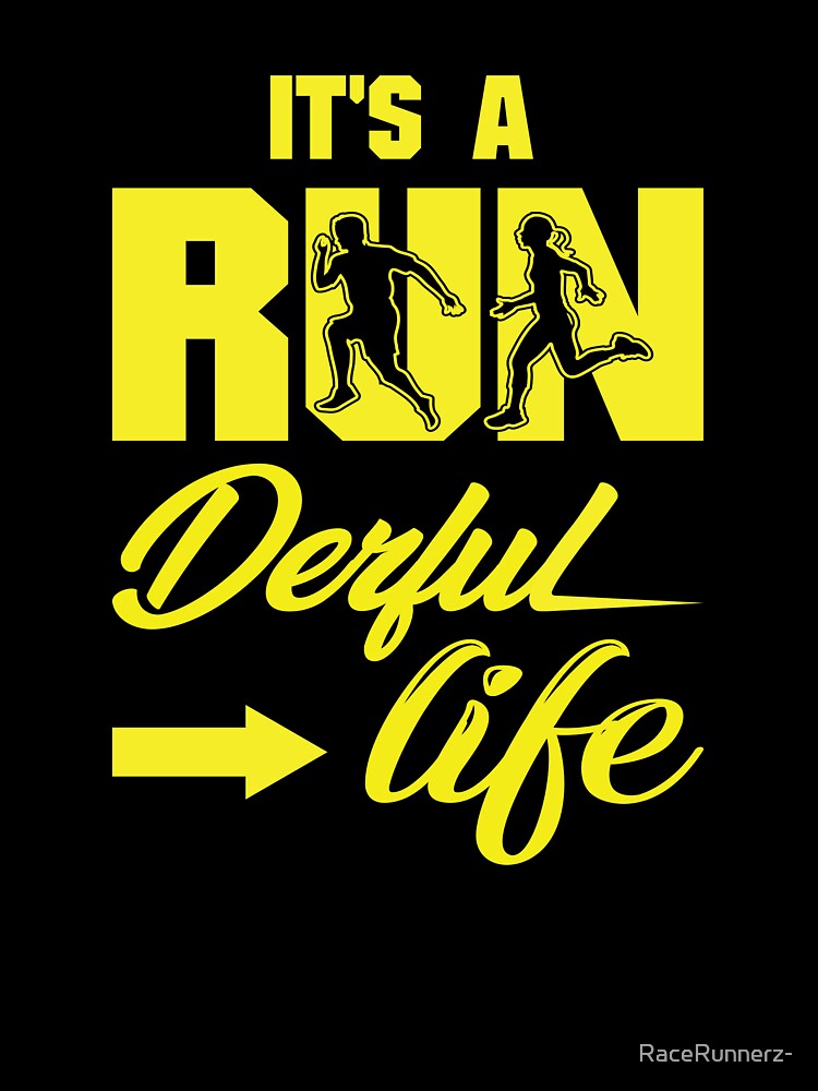 It's A Run Derful Life - Running Quotes - Yellow, Blue, Black, White - Marathoner Gift, Runner's Gift, Running Gift by RaceRunnerz-