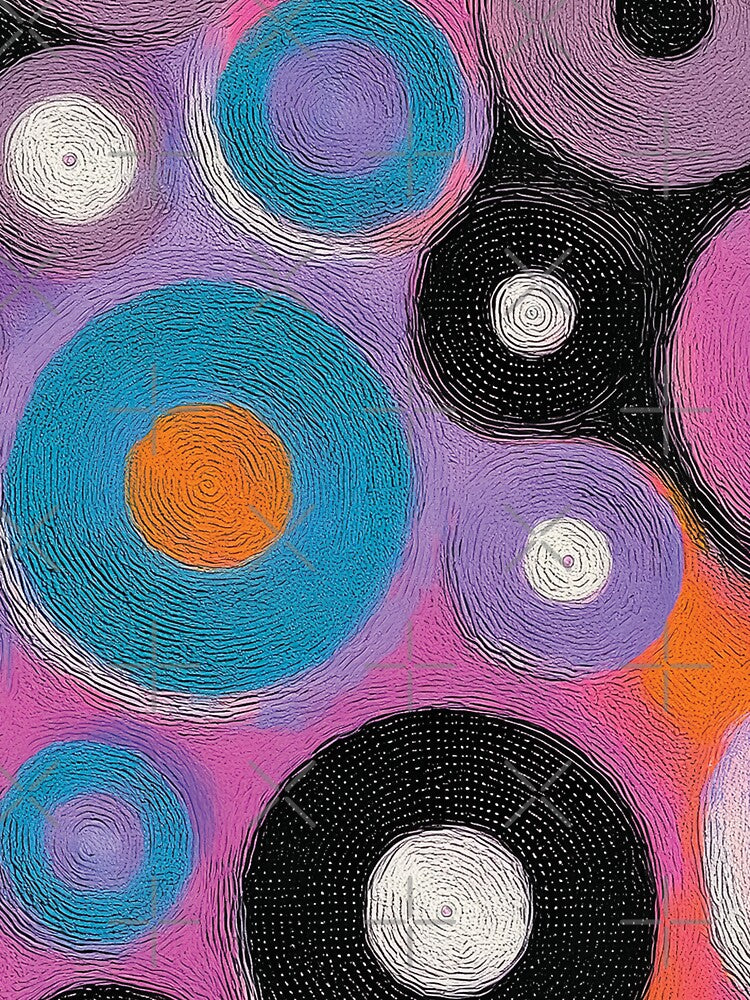 A vibrant geometric pattern design featuring overlapping circles in a three-color palette. by HEMRO