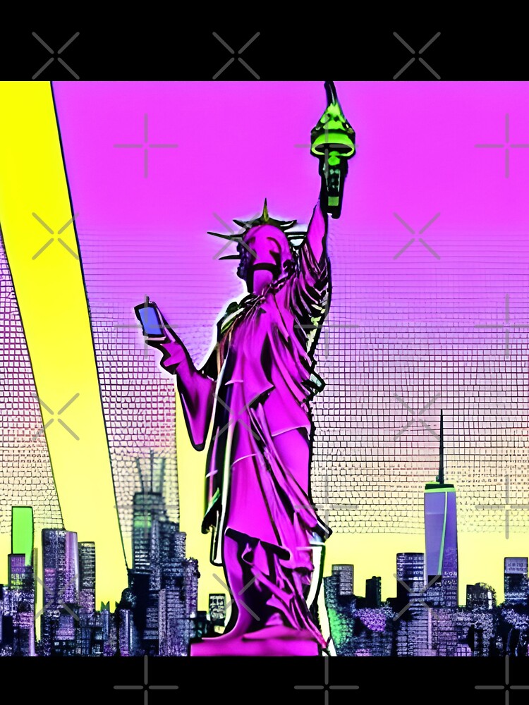 modern retro style statue of liberty by imagenia