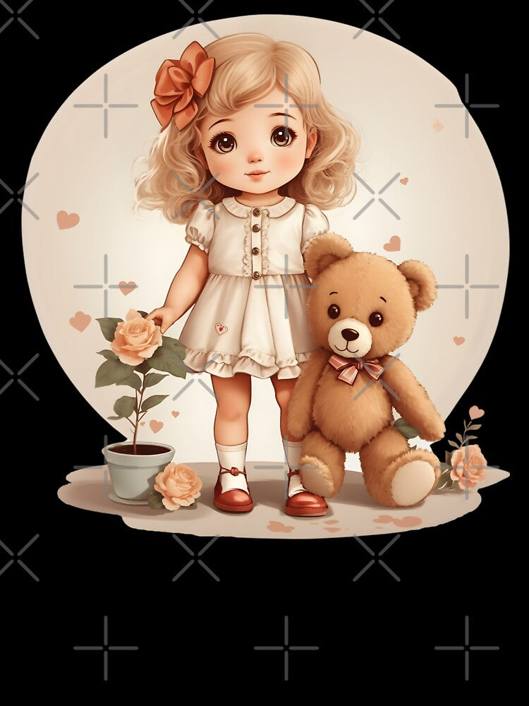 Girl and Teddy Bear by Neranchara