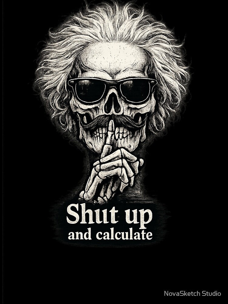 Shut Up and Calculate – Einstein Skull Physics Design | Science Nerd T-Shirt by NovaSketch Studio