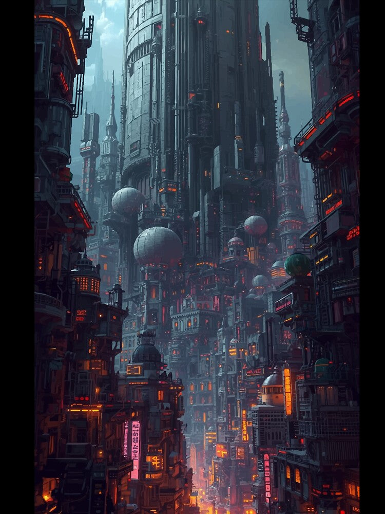 Neon Citadel Descent by AbstractAnom