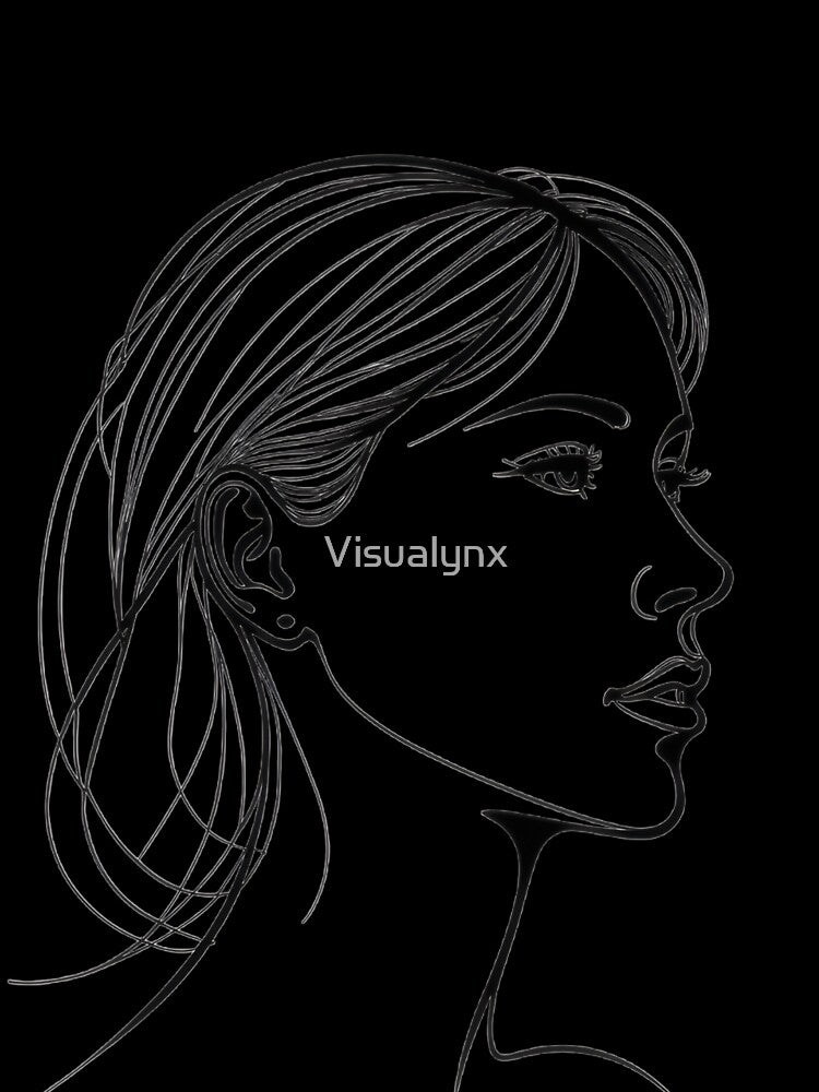 Minimal Female Portrait Line Art – Elegant Face Outline Drawing by Visualynx