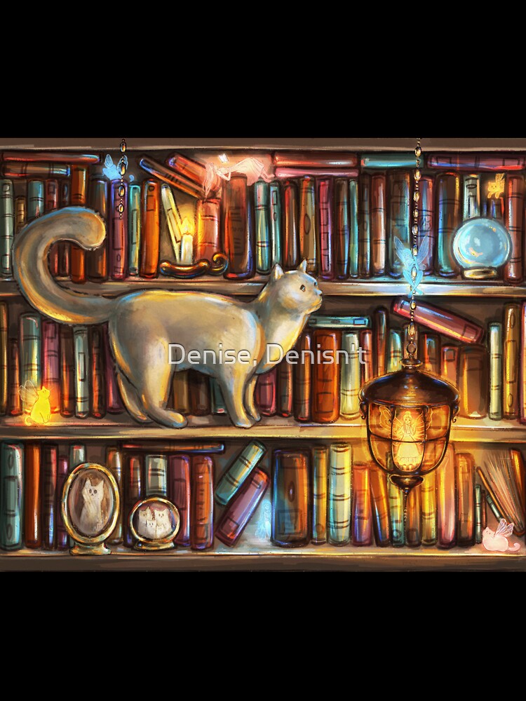 Books, glowing fairies and a cat at the library by Denise, Denisn't