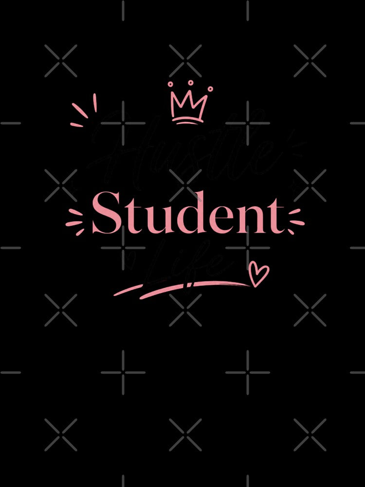 Hustle Student Life Cute Motivational Typography Design by Sanika arts