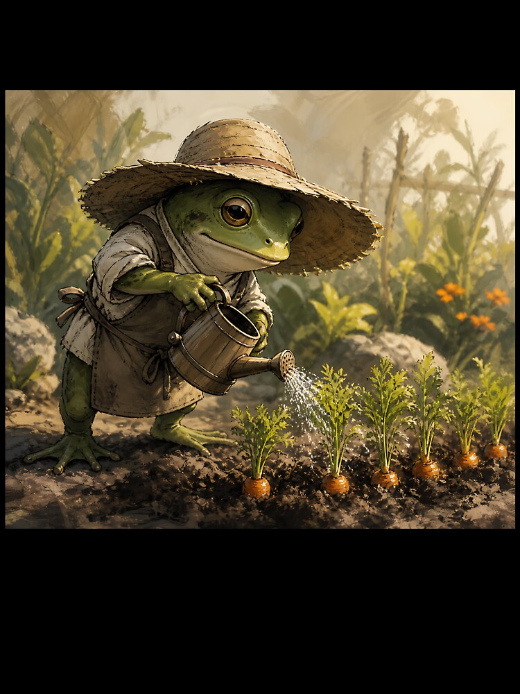 The Vegetable Patch - Cute Cottagecore Frog by bapupa