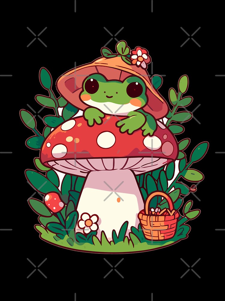Frog on mushroom cute by GlobalDesigns-