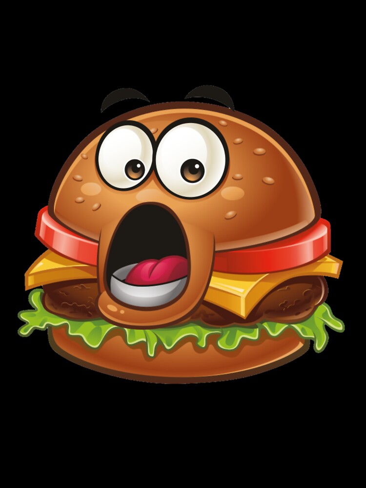 Surprised Cartoon Burger Face – Funny Food Emoji by CELESTIAL©️