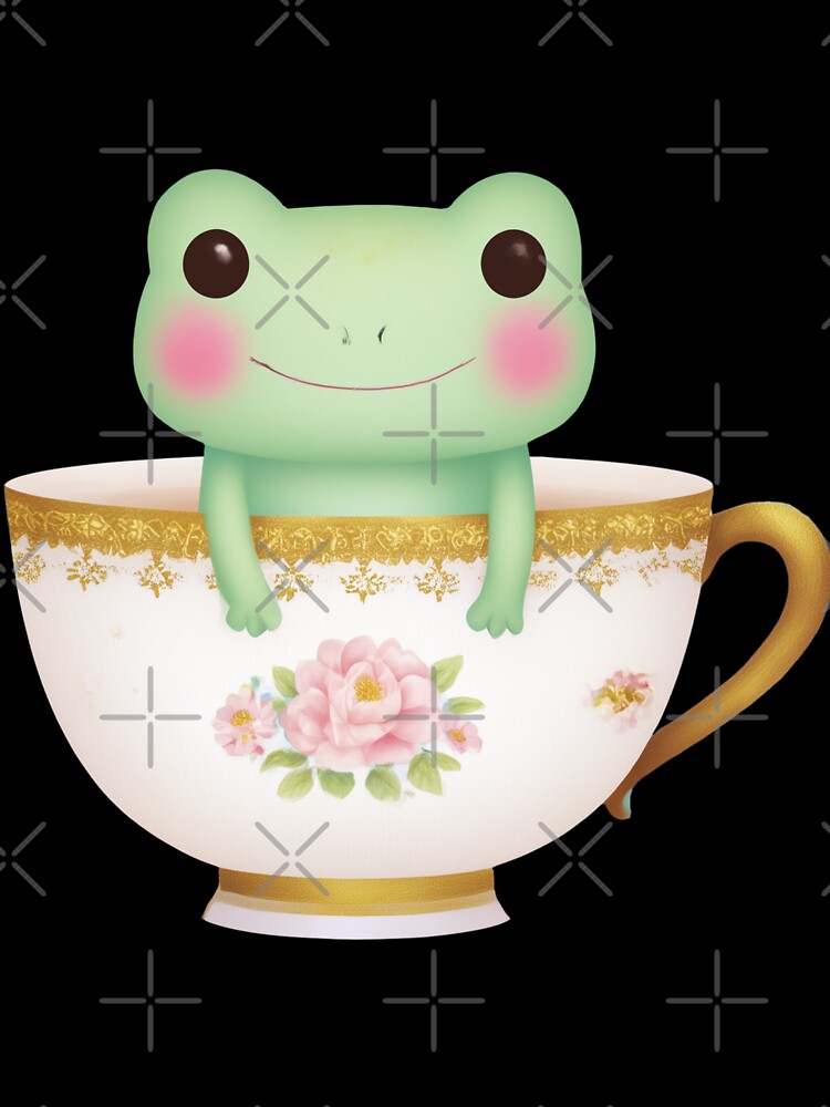 Cute Frog in Vintage Teacup Sticker by Ai Enchanted Art | Cottagecore • Whimsigoth • Aesthetic Designs
