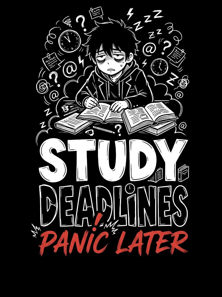 Study Deadlines Panic Later Student Meme by TheReezeStudio
