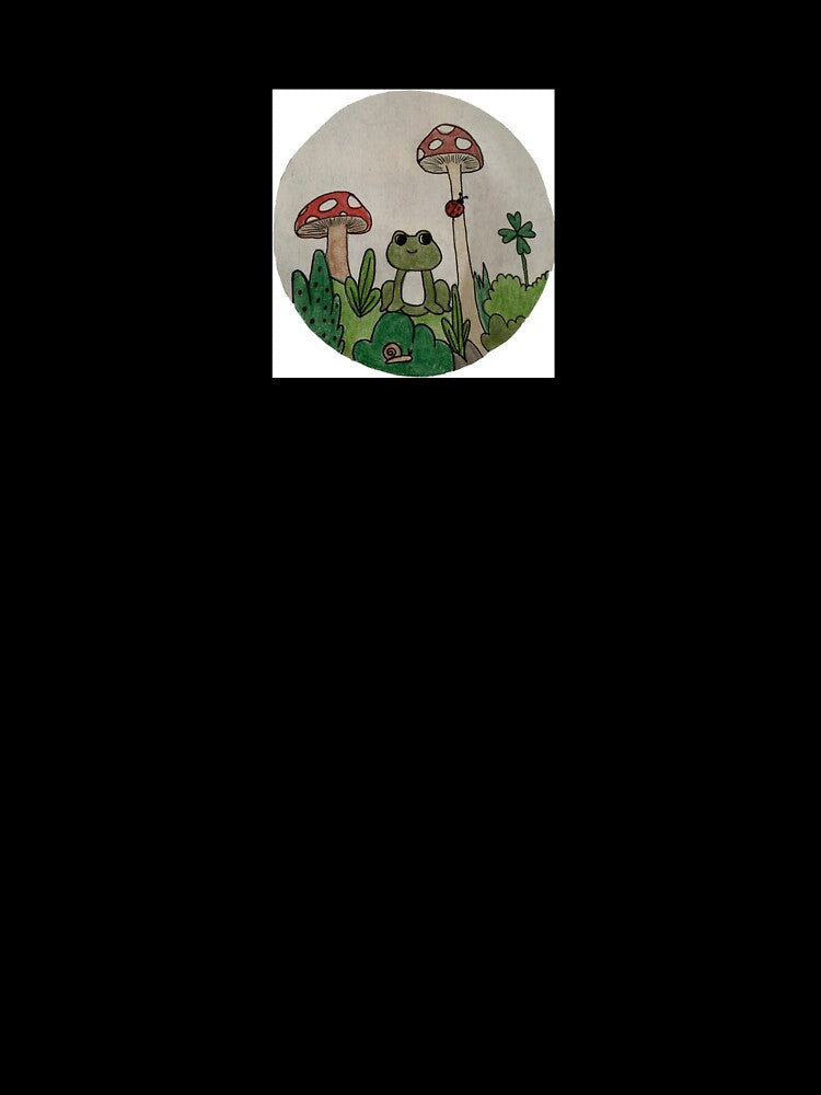 Cottagecore frog and mushrooms by breezyart13