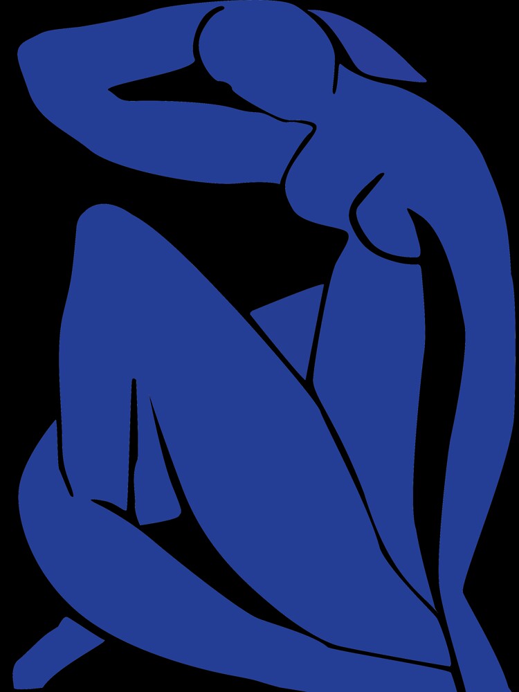 Matisse blue woman, abstract blue woman nude by shreya ranjan