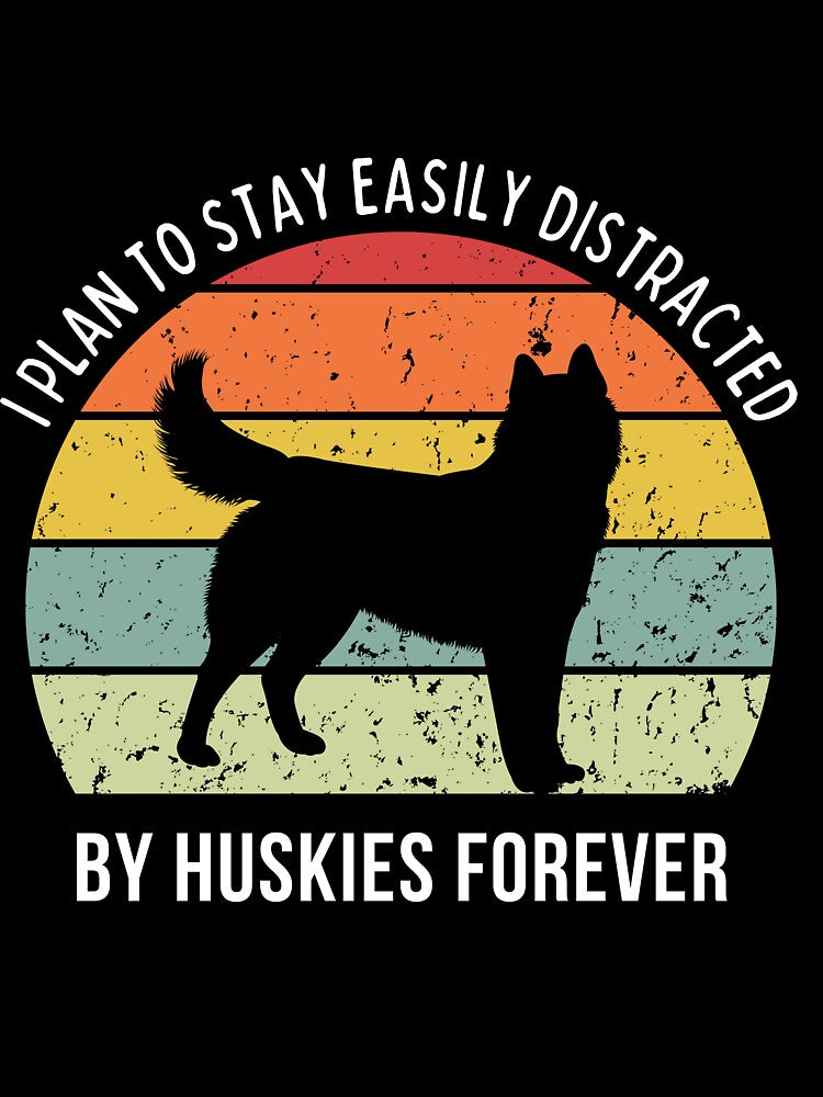 Cute Husky dog breed Retro Sunset design - white text by 29Bumblebee