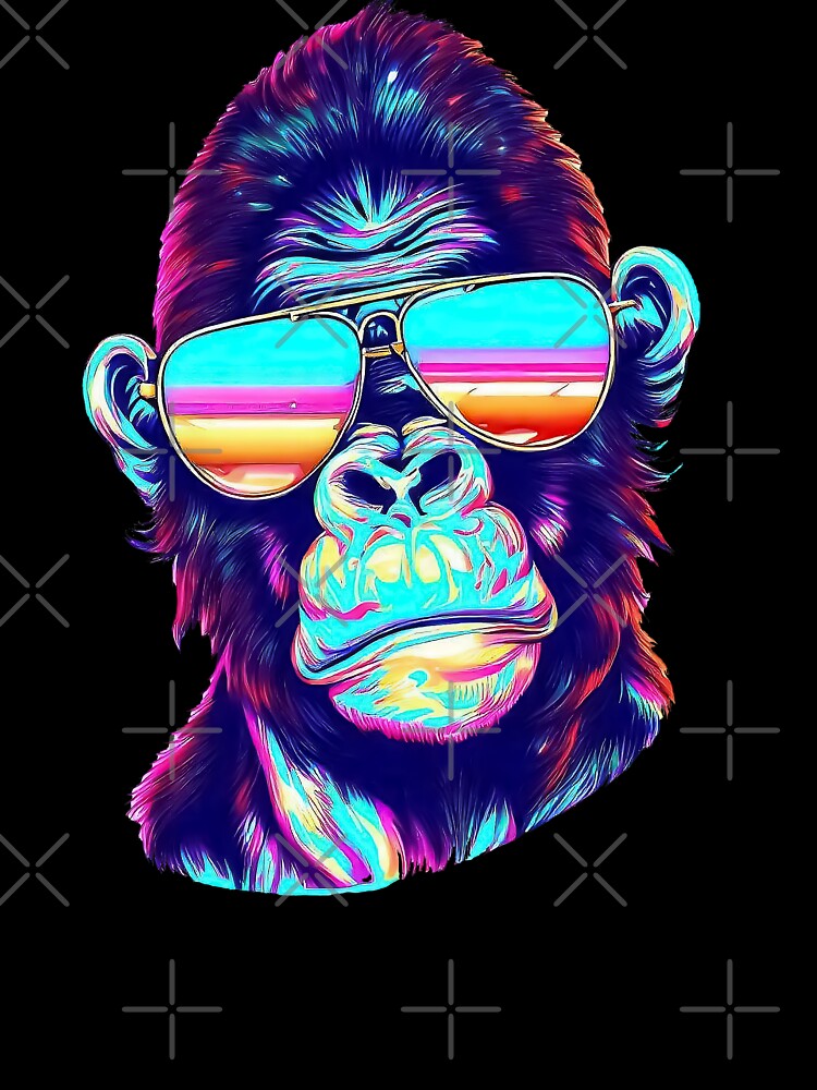 Vintage Vaporwave gorilla in sunglasses 80s retrowave by TomFrontierArt