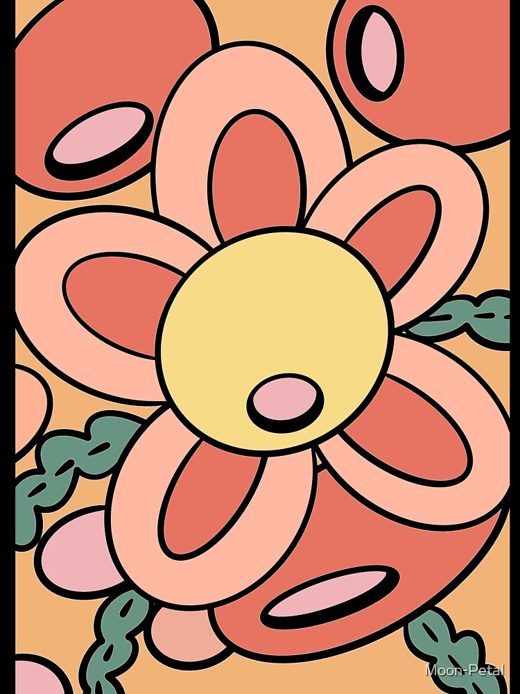 Retro Daisy Flower Pattern | Cute Peach Floral Aesthetic | 70s Groovy Warm Tone Design by Moon-Petal
