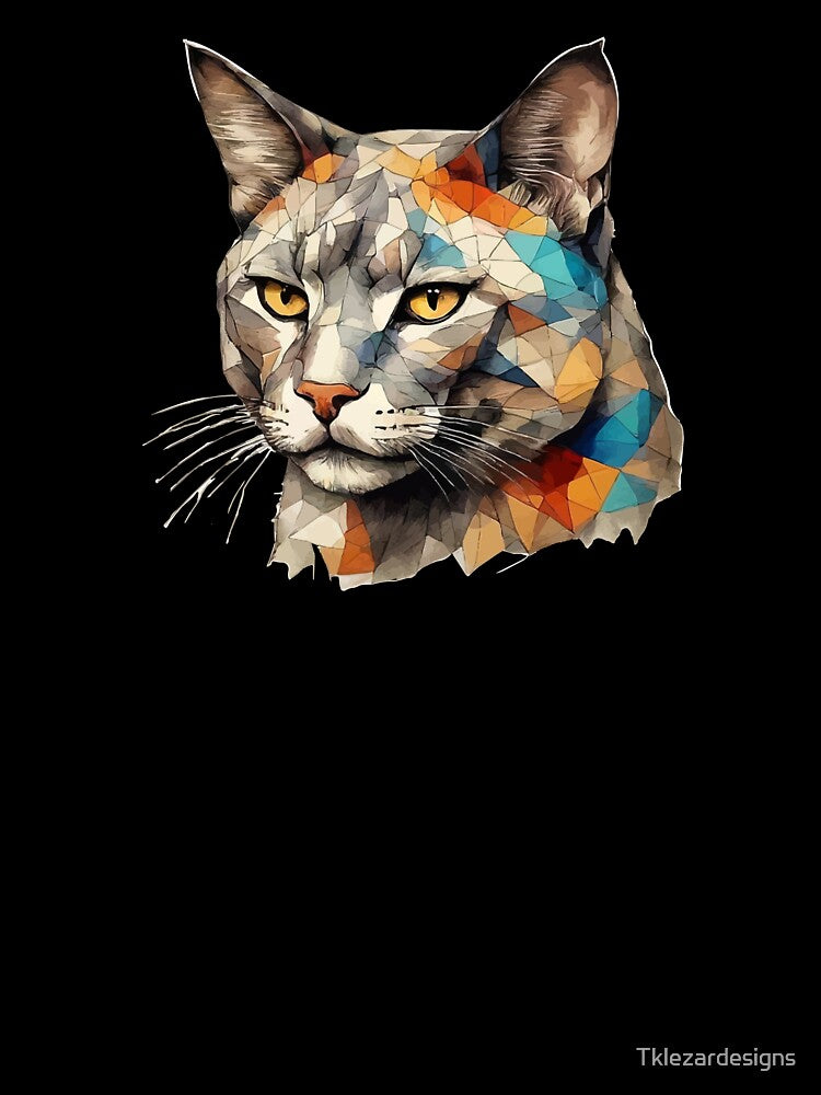 Geometric Cat Portrait - Modern Pet Art by Tklezardesigns