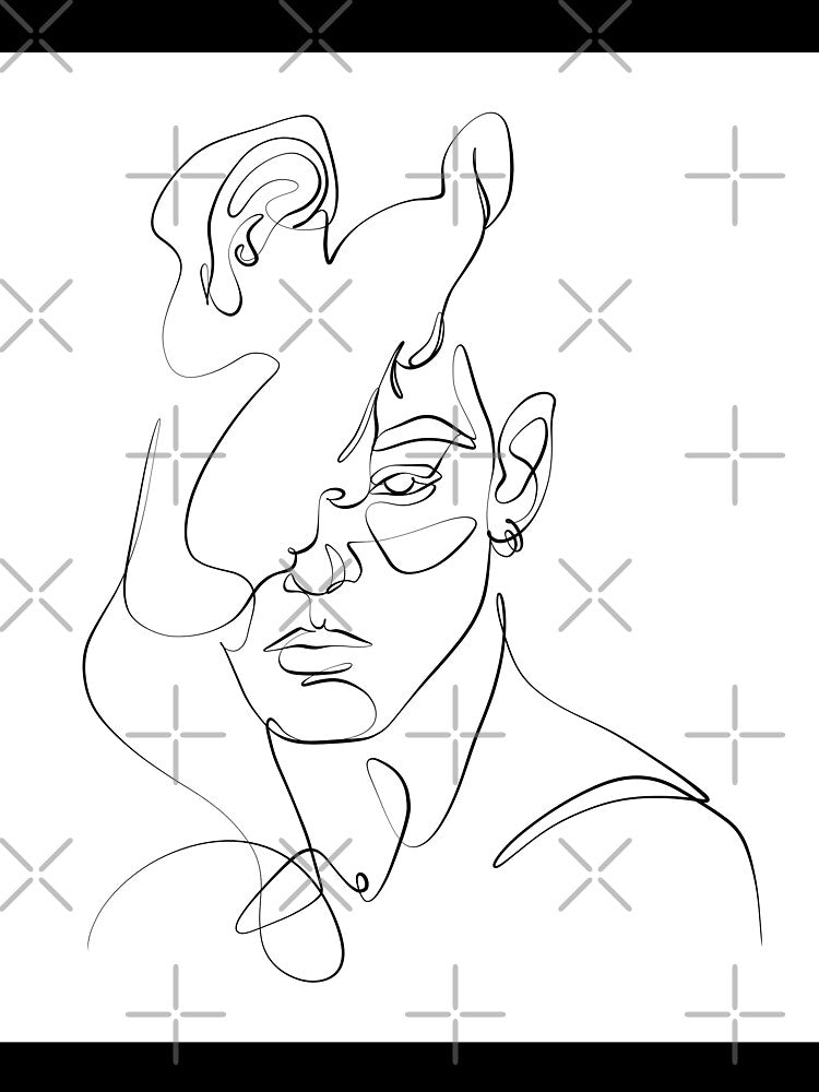 One line minimalist male couple face portrait by Bondingsoul