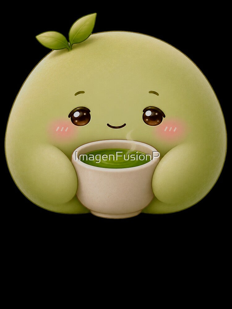 Cute Matcha Mochi Holding Green Tea by ImagenFusionP