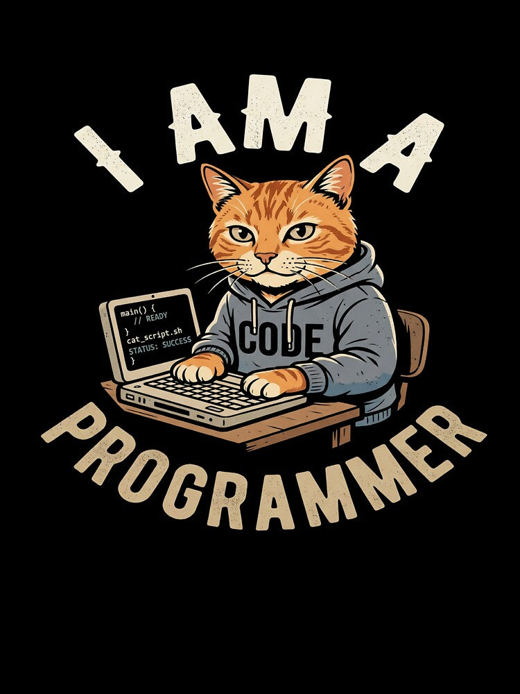 I Am A Programmer Cat — Funny Coding Cat Hoodie Vintage Tee for Software Developers by NUVYStudio
