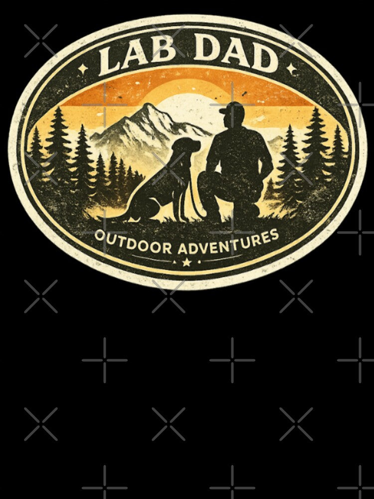 Labrador Dad Outline – Retro Silhouette Badge | Lab Dad Outdoor by PawPrintCustom