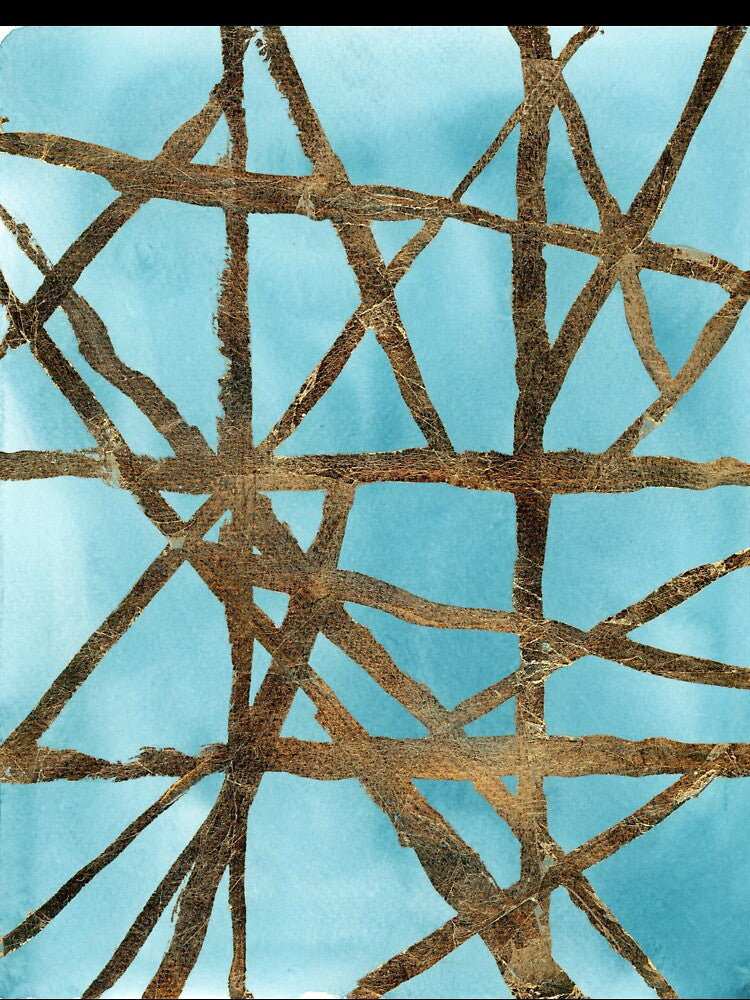 Aqua & Gold Mid Century Lines by LisaGolightly