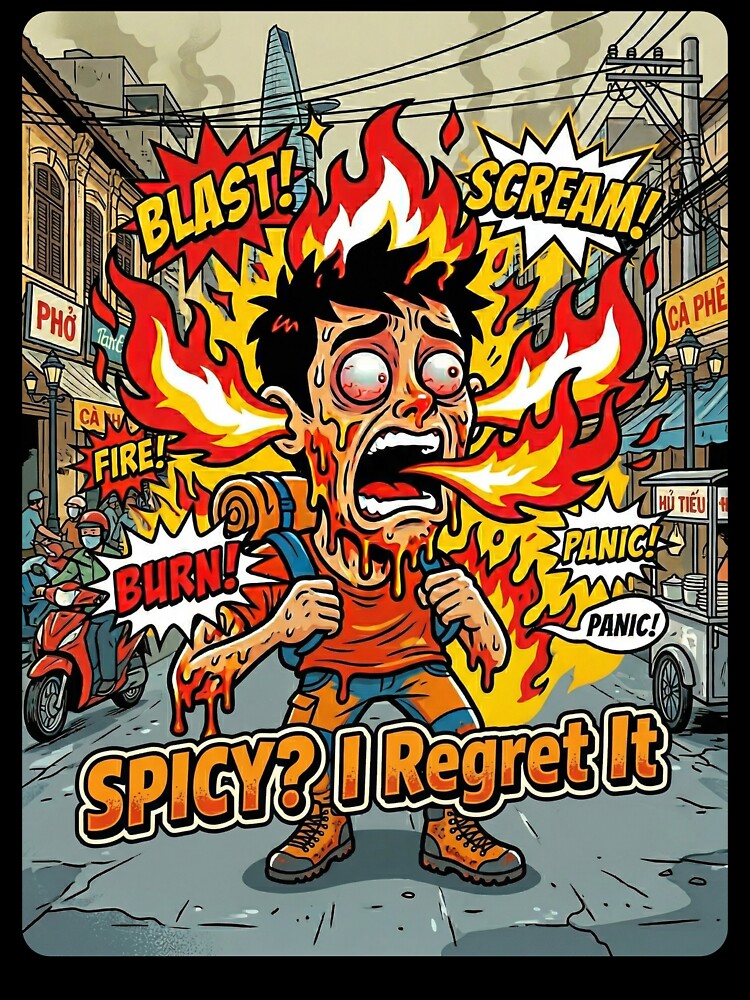 Spicy? I Regret It – Funny Travel Meme Backpacker Shirt, Southeast Asia Food Challenge Humor Tee by Backpackers Society