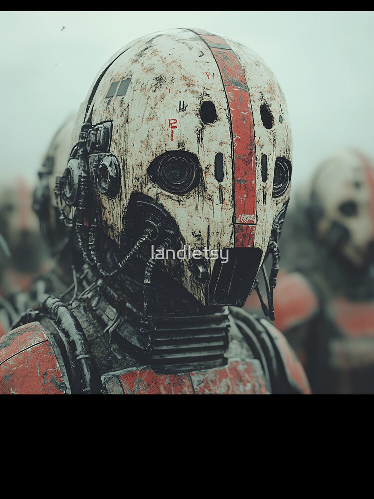 Worn Battle Robot with Red Markings by landletsy