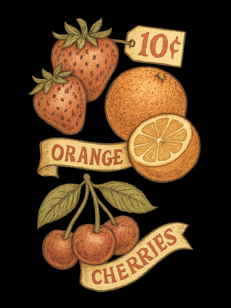 Vintage Fruit Illustration – Hand-Drawn Retro Fruit Design by Rushurban