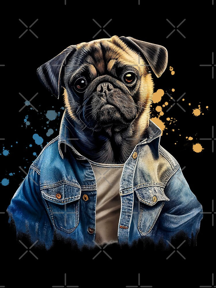Watercolor Pug Dog Dog Clipart, Urban Art by RomanDigitalArt