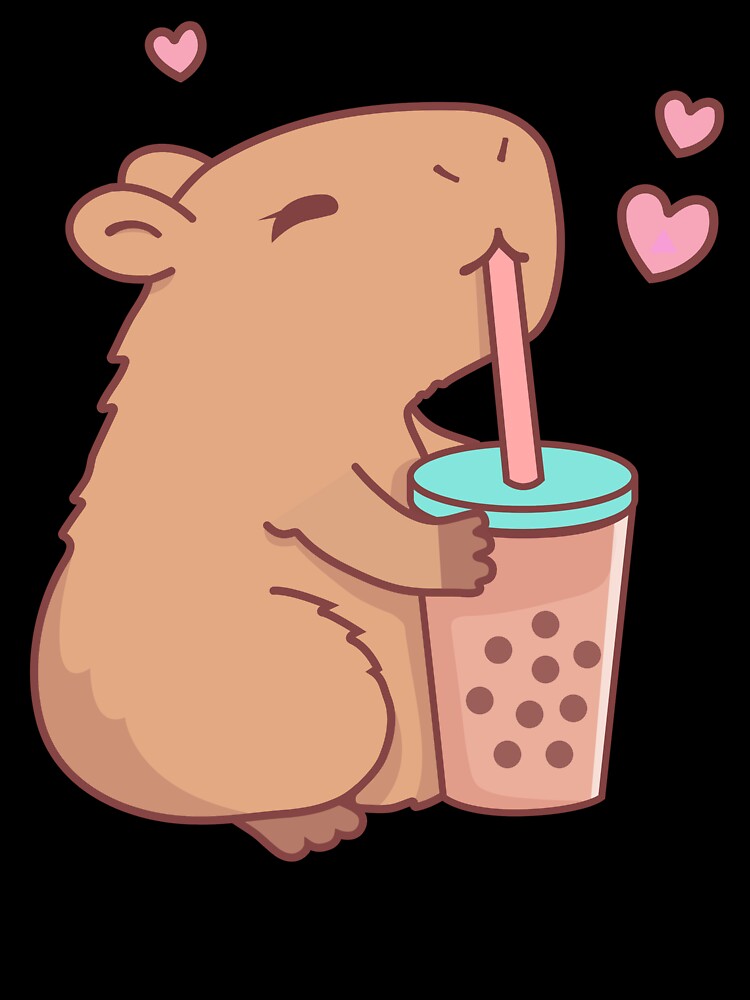 Cute Capybara Loves Boba Tea by EpochEchoes