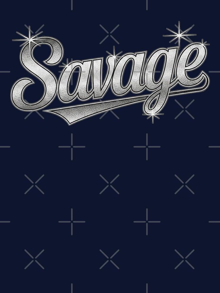 Savage Metallic Varsity Typography | aespa Inspired Y2K Chrome Design by Meivelle
