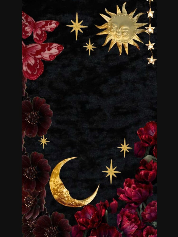 whimsigoth sun and moon 90s celestial velvet and gold by BrontesWhimsyStore
