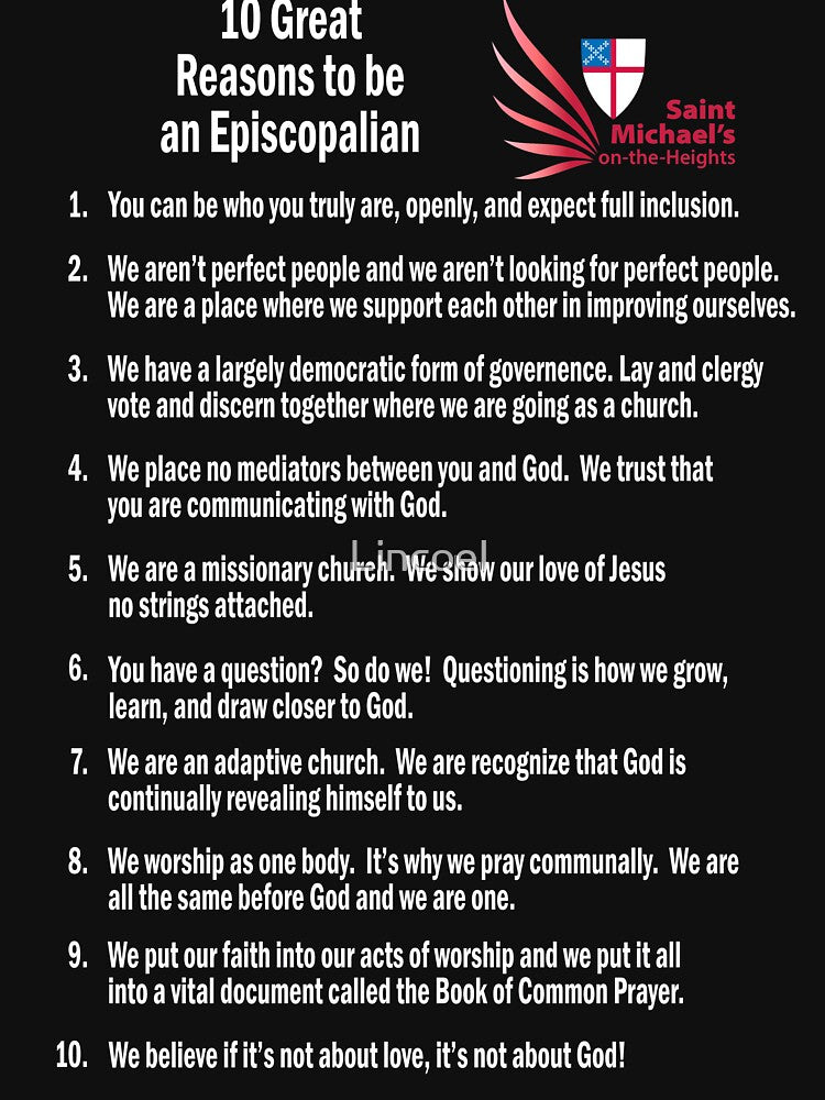 10 Great Reasons to be an Episcopalian - for Dark Shirts by Lincoel