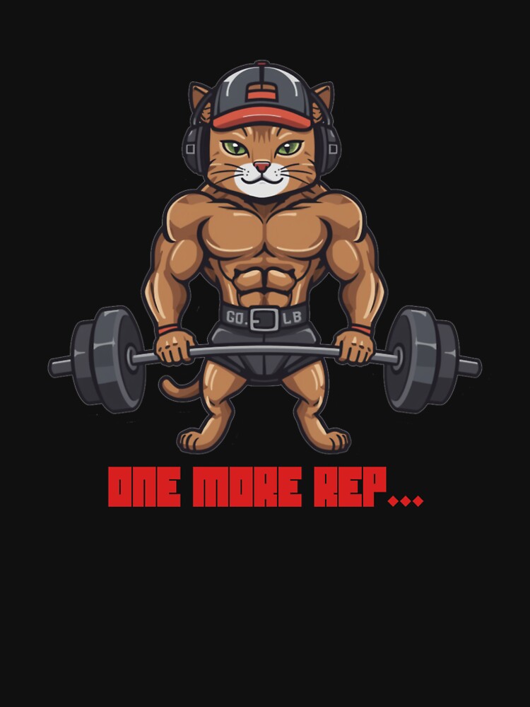 one more rep - Buff Cat Workout Motivation – Funny Gym Cat Workout Design by Iron Mind Club