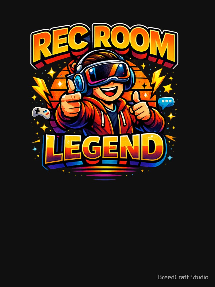 Rec Room Legend Retro VR Gaming Design for Virtual Reality Players Multiplayer Gamers and Gaming Fans . by  BreedCraft Studio