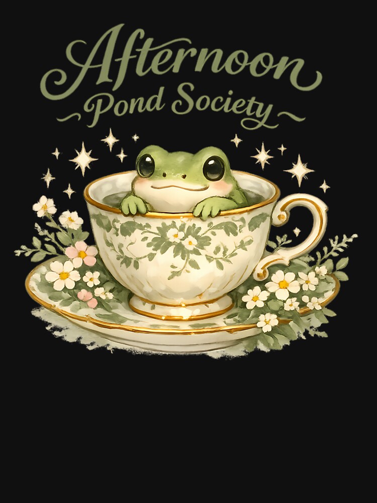 Afternoon Pond Society Frog Shirt — Cottagecore Tea Frog Aesthetic Tee by Moss & Mellow